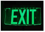 tritium exit sign, green exit sign, tritium gas green glow
